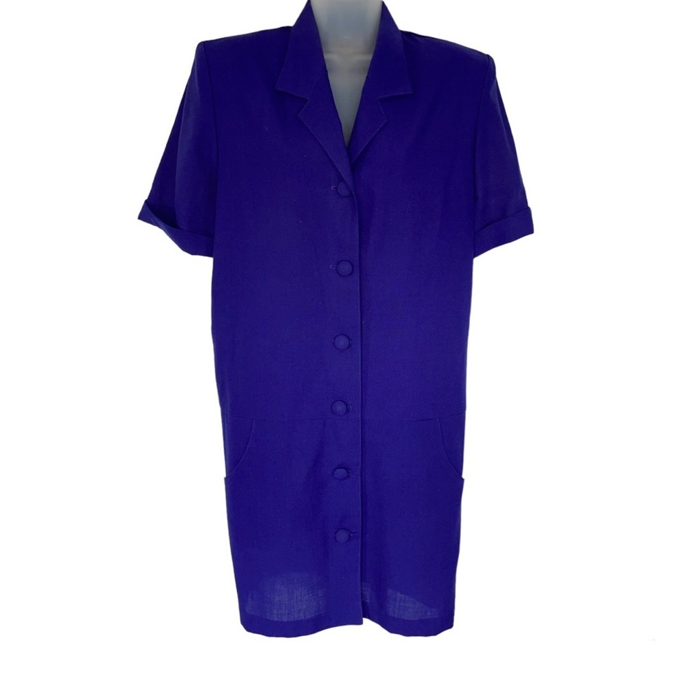 Vintage Nicole Studio Purple  Button Down-Shirt Dress Casual 10